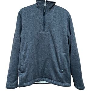 Orvis Sweatshirt Men Size M Gray Sherpa Lined 1/4 Zip Long Sleeve Pockets